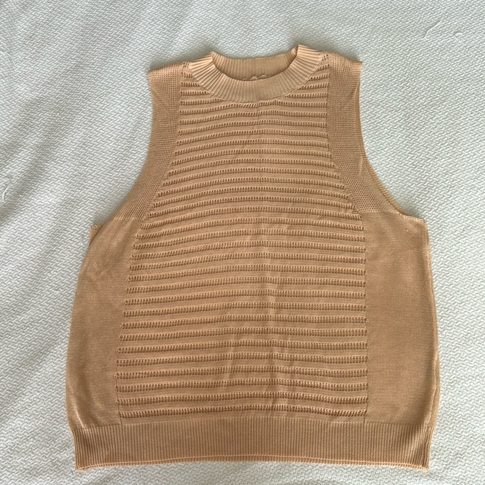 NEW Crochet Sweater Tank Tan